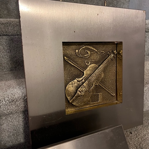 Vintage Curtis Jere Abstract Mixed Metal Wall Sculpture set of 2 Violin & Drum - Picture 9 of 16